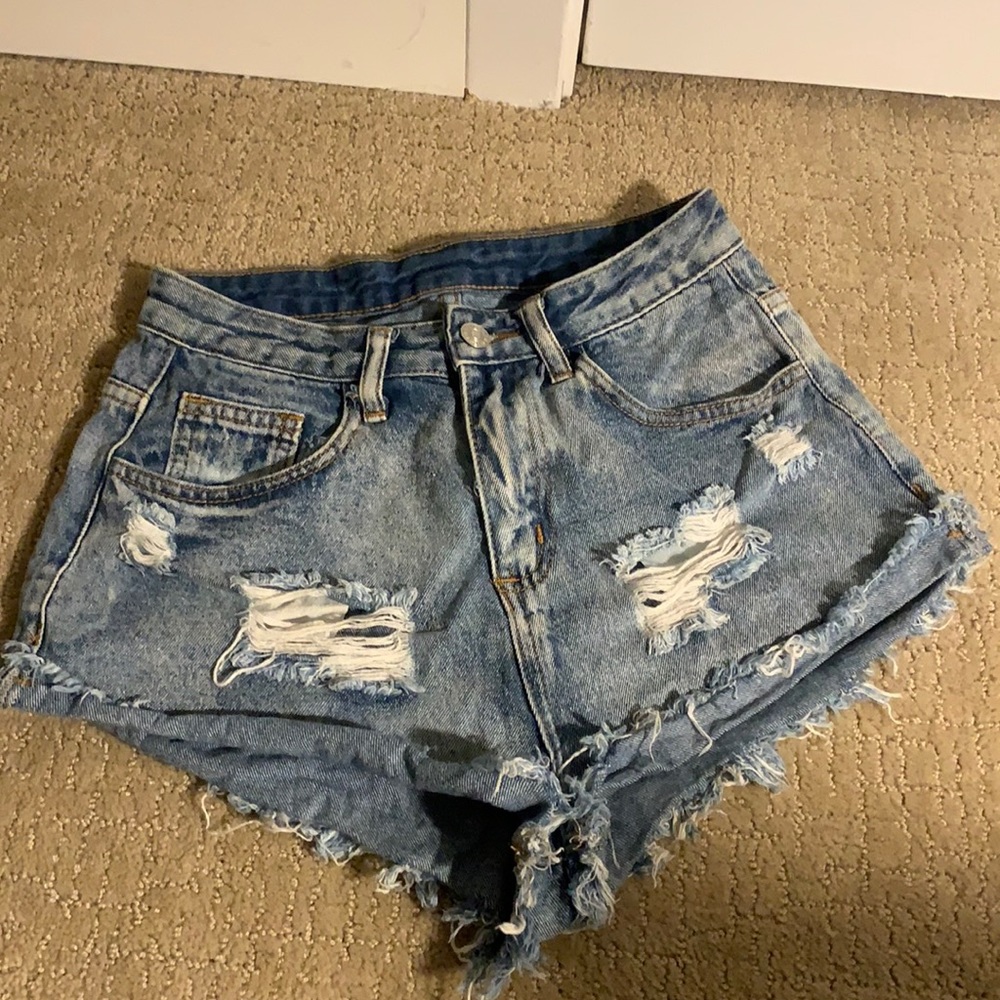 High Rise Denim Booty Shorts